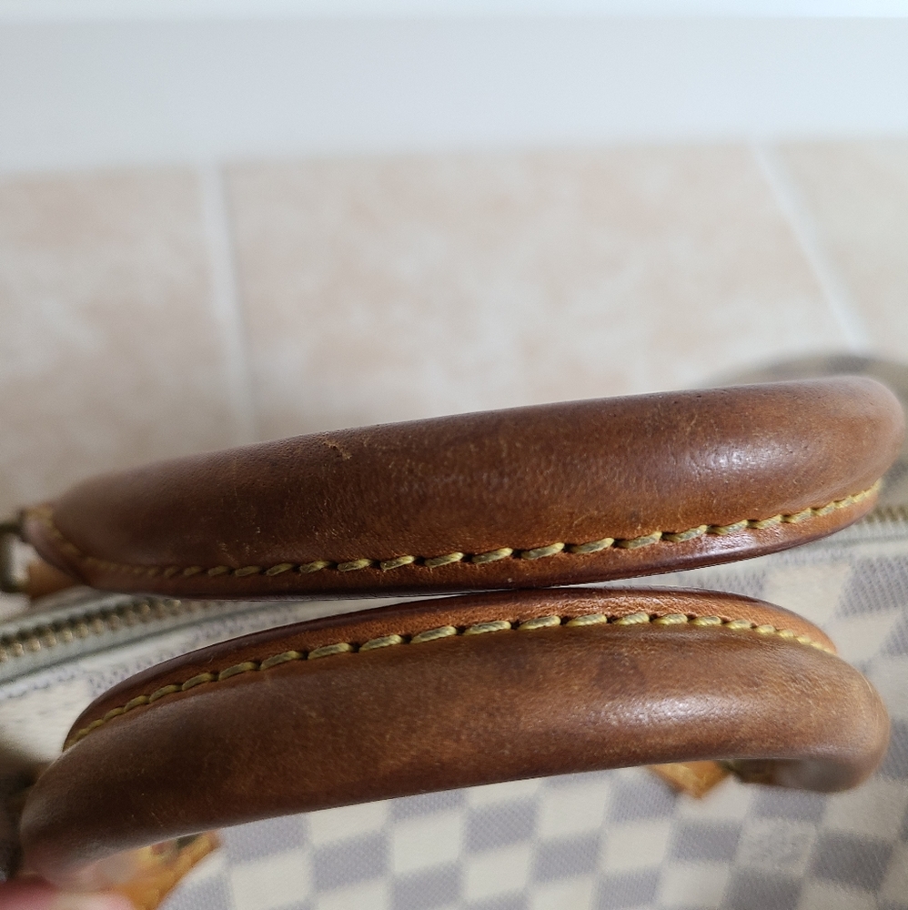 Louis Vuitton Damier Azur Canvas Satchel with Brown Leather Trim - Picture 9 of 15